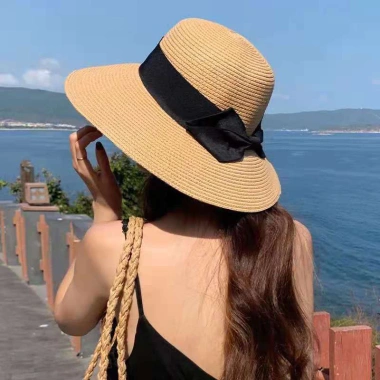Mũ cói vành rộng đính nơ Sh66 - Nón che nắng xinh xắn, giảm còn 55k, thời trang hè