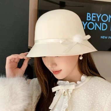 Mũ dạ ép đính bông cao cấp SH120 – Siêu xinh, giá chỉ 119.000 VNĐ