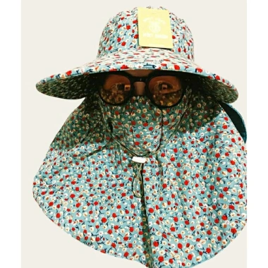Mũ Khẩu Trang Vành Rộng Chống Nắng UV - Cotton Mềm Mịn, Họa Tiết Đa Dạng, Dây Rút Tiện Lợi, 62.000₫