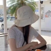 Mũ ngư dân DITIPOO chống nắng màu trơn, buộc dây mỏng nhẹ, thích hợp ngoài trời 8
