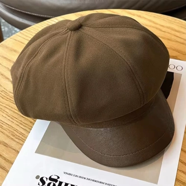 Mũ Nồi Beret Nữ Phối Da Hàn Quốc - Dây Điều Chỉnh, Dễ Phối Đồ, Giá 95.000₫