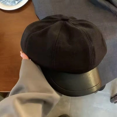 Mũ Nồi Beret Nữ Phối Da Hàn Quốc - Dây Điều Chỉnh, Dễ Phối Đồ, Giá 95.000₫