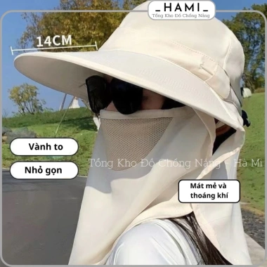 Mũ nón chống nắng đa năng, cotton thoáng mát, kèm khẩu trang & khăn vai - 66.5k 3