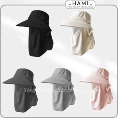Mũ nón chống nắng đa năng, cotton thoáng mát, kèm khẩu trang & khăn vai - 66.5k 4