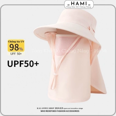 Mũ nón chống nắng đa năng, cotton thoáng mát, kèm khẩu trang & khăn vai - 66.5k 6