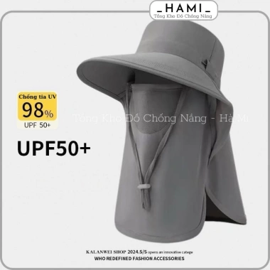 Mũ nón chống nắng đa năng, cotton thoáng mát, kèm khẩu trang & khăn vai - 66.5k 7