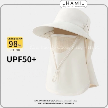 Mũ nón chống nắng đa năng, cotton thoáng mát, kèm khẩu trang & khăn vai - 66.5k 9