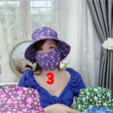 Mũ Nón Chống Nắng Hoa kèm Khẩu Trang 2 lớp - Giá chỉ 35.000đ, bảo vệ da và hơi thở