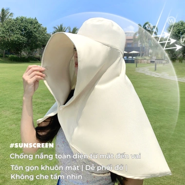 Mũ Nón Chống Nắng Vành Rộng, Khăn Choàng Bảo Vệ Mặt Cổ, Chống UV, Vải Thoáng Mát - Giá 48.999 VND 3 Mũ Nón Chống Nắng Vành Rộng, Khăn Choàng Bảo Vệ Mặt Cổ, Chống UV, Vải Thoáng Mát - Giá 48.999 VND 3