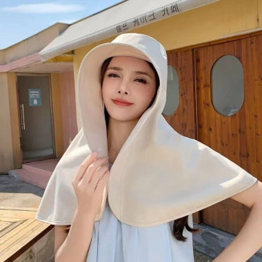 Mũ Nón Chống Nắng Vành Rộng, Khăn Choàng Bảo Vệ Mặt Cổ, Chống UV, Vải Thoáng Mát - Giá 48.999 VND