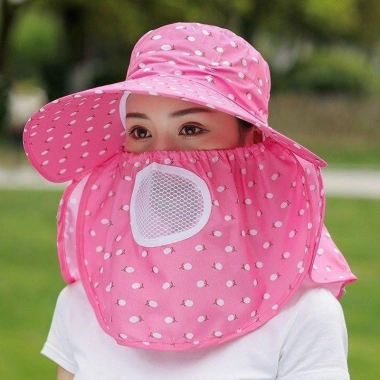 Mũ nón chống nắng vành rộng và khẩu trang 2 lớp bảo vệ sức khỏe, chống bụi, đi biển - 36k