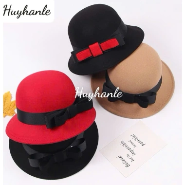 Mũ nón nỉ dạ vành cụp đai nơ kép size to - Nhiều màu, hàng QC, giảm giá 20%