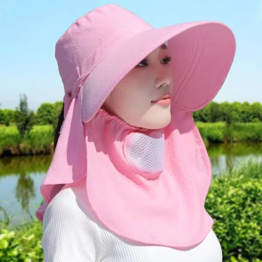 Mũ nón rộng vành chống nắng có che mặt, bảo vệ người làm việc ngoài trời mùa hè - Giá chỉ 66.000₫