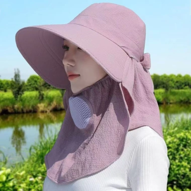 Mũ nón rộng vành chống nắng có che mặt, bảo vệ người làm việc ngoài trời mùa hè - Giá chỉ 66.000₫