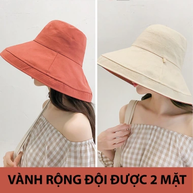 Mũ Nón Vải Trơn Rộng 2 Mặt Đổi Màu Chống Nắng Hàn Quốc Nữ - Giá chỉ 82.000₫