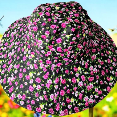 Mũ nữ bo hoa nhí vòng to 2 lớp chống nắng - Họa tiết hoa siêu xinh 2.025, giá 21.000₫ 4