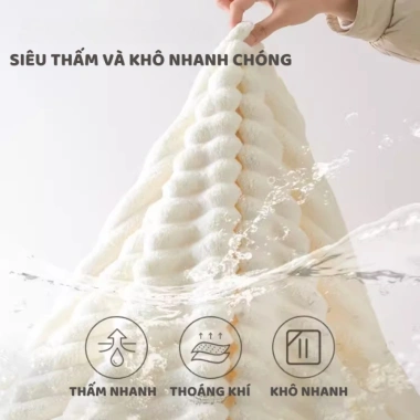 Mũ Quấn Tóc Lông Dệt Sóng Thấm Hút, Khăn Bông Ủ Quấn Tóc Khô – Giá 20.000đ