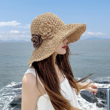 Mũ rộng vành che nắng hoa gấp gọn tiện dụng thời trang hè nữ - Giá ưu đãi 162k