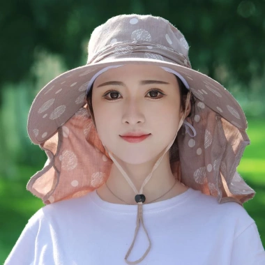 Mũ rộng vành kèm khăn choàng chống nắng thời trang mùa hè cho nữ giảm còn 66.000 VND 4