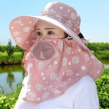 Mũ rộng vành kèm khăn choàng chống nắng thời trang mùa hè cho nữ giảm còn 66.000 VND 9