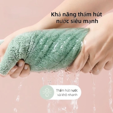 Mũ sấy tóc thấm nhanh, khô vải coral fleece 2 lớp mềm, khăn trùm đầu - 29.000 VND 4
