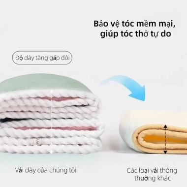 Mũ sấy tóc thấm nhanh, khô vải coral fleece 2 lớp mềm, khăn trùm đầu - 29.000 VND 6