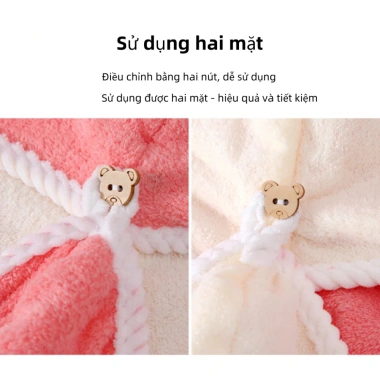 Mũ sấy tóc thấm nhanh, khô vải coral fleece 2 lớp mềm, khăn trùm đầu - 29.000 VND 8