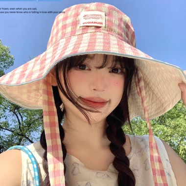 Mũ Tai Bèo Chống Nắng Vành Rộng 2 Mặt Caro Pastel Bucket Dây Nơ Đi Biển Giá 118k