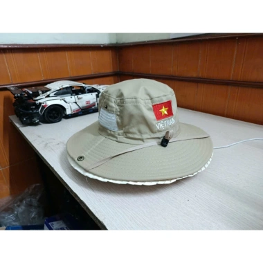 Mũ tai bèo thêu cờ đỏ sao vàng, chống nắng mưa, thiếu niên tình nguyện – 35.000₫ 4