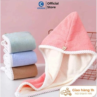 Mũ ủ tóc chùm đầu nhanh khô vải mềm mại - Khăn quấn ủ tóc thấm hút nước, khăn lau gội đầu, khô tóc nhanh, giá 50.000đ