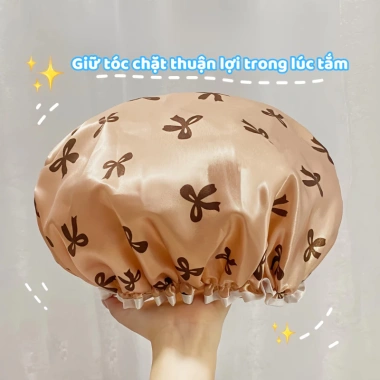 Mũ ủ tóc khi tắm họa tiết nơ 2 lớp Xclean chống nước co giãn - Giá chỉ 19.000đ 3