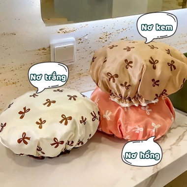 Mũ ủ tóc khi tắm họa tiết nơ 2 lớp Xclean chống nước co giãn - Giá chỉ 19.000đ 9