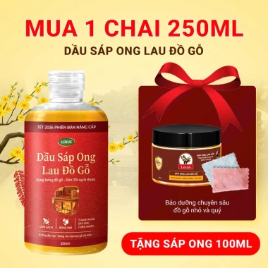 MUA 1 TẶNG 1 Dầu sáp ong lau đồ gỗ Đại Lâm Mộc - Đánh bóng, bảo vệ, ngăn mối mọt, nấm mốc - 77.000 VND