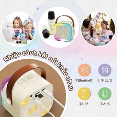 Mua 1 Tặng 2 K12 Loa Bluetooth Karaoke Không Dây, Kèm 2 Mic Thay Đổi Giọng, Giá 77.700₫ 4