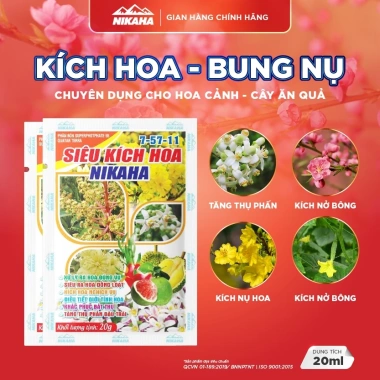 Mua 5 tặng 1 Phân Bón Hữu Cơ Siêu Kích Hoa, Hãm Chồi, Chống Rụng Hoa, Tăng Thụ Phấn NIK AHA 20gr - 31.150₫ 10