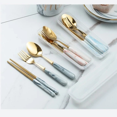 Muỗng Đũa Nĩa Nạm Đá Cao Cấp GD212 - Hộp Thìa Đũa Văn Phòng - Giá 69.000 VND