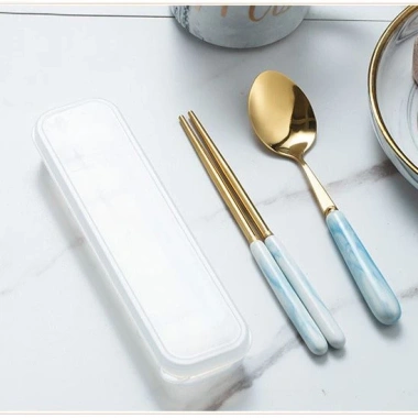 Muỗng Đũa Nĩa Nạm Đá Cao Cấp GD212 - Hộp Thìa Đũa Văn Phòng - Giá 69.000 VND
