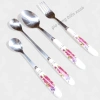 Muỗng inox 304 dày cán sứ cao cấp - Muỗng súp, thìa cà phê đen, đá, giá chỉ 15.000đ