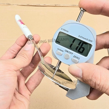 Muỗng inox 304 dày cán sứ cao cấp - Muỗng súp, thìa cà phê đen, đá, giá chỉ 15.000đ