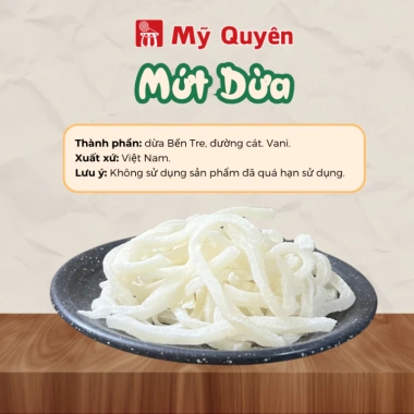 Mứt Dừa Non ít đường, mềm dẻo thơm ngon, không chất bảo quản, dạng sợi màu tự nhiên - 78.000đ