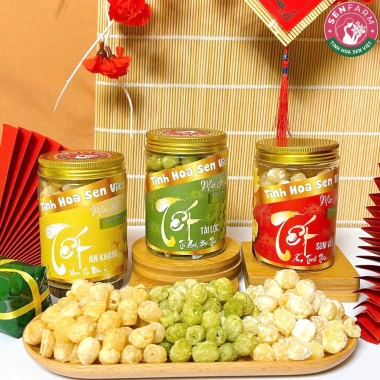 Mứt Hạt Sen ít Đường 3 vị Truyền thống, Matcha, Gừng - Quà Tết Bánh Tết 132k 9