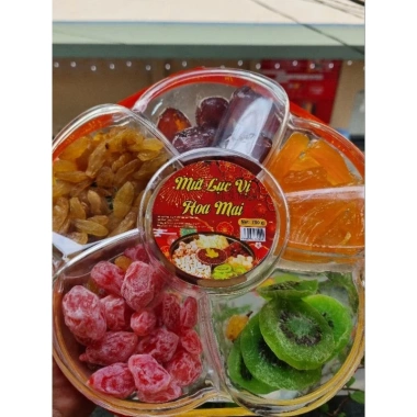 Mứt lục vị trái cây sấy dẻo 250gr - Set 6 loại kiwi, xoài, táo, nho, hồng đào, chà là, giảm giá 58k 2