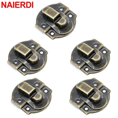 Naierdi 5 chiếc cổ kim loại vintage Khóa vali gỗ, hộp trang sức, chốt nội thất, ổ khóa