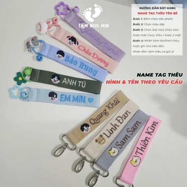 Name Tag Cotton Nhiều Màu Treo Cặp Balo Vali - Thẻ Chống Thất Lạc Thêu Tên Bé, Giá Ưu Đãi 65.000₫ (Giá Gốc 83.850₫)