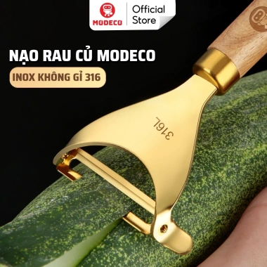 Nạo Rau Quả Modeco Thép Không Gỉ 316L - Đa Năng, Cán Gỗ Sồi, Lưỡi Dao Sắc Bén, Giá 97.000₫