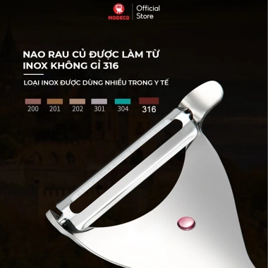 Nạo Rau Quả Modeco Thép Không Gỉ 316L - Đa Năng, Cán Gỗ Sồi, Lưỡi Dao Sắc Bén, Giá 97.000₫ 6 Nạo Rau Quả Modeco Thép Không Gỉ 316L - Đa Năng, Cán Gỗ Sồi, Lưỡi Dao Sắc Bén, Giá 97.000₫ 6