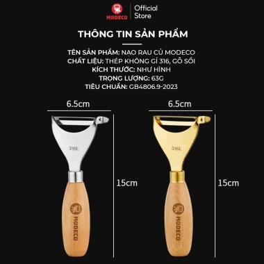 Nạo Rau Quả Modeco Thép Không Gỉ 316L - Đa Năng, Cán Gỗ Sồi, Lưỡi Dao Sắc Bén, Giá 97.000₫ 9 Nạo Rau Quả Modeco Thép Không Gỉ 316L - Đa Năng, Cán Gỗ Sồi, Lưỡi Dao Sắc Bén, Giá 97.000₫ 9