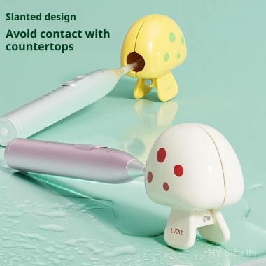 Nắp đầu bàn chải nấm hoạt hình - silicone thực phẩm, có lỗ thông gió, chống bụi, du lịch, dùng tại nhà