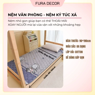 Nệm ngủ văn phòng gấp gọn FURA DECOR êm ái thoáng khí dễ vệ sinh giá 67.900₫ 2