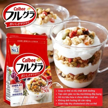 Ngũ Cốc Calbee Dinh Dưỡng Số 1 Nhật Bản Gói Trắng 600g/Đỏ 750g - Ăn Sáng, Kiêng, Giảm Cân Giá 179.995 VNĐ